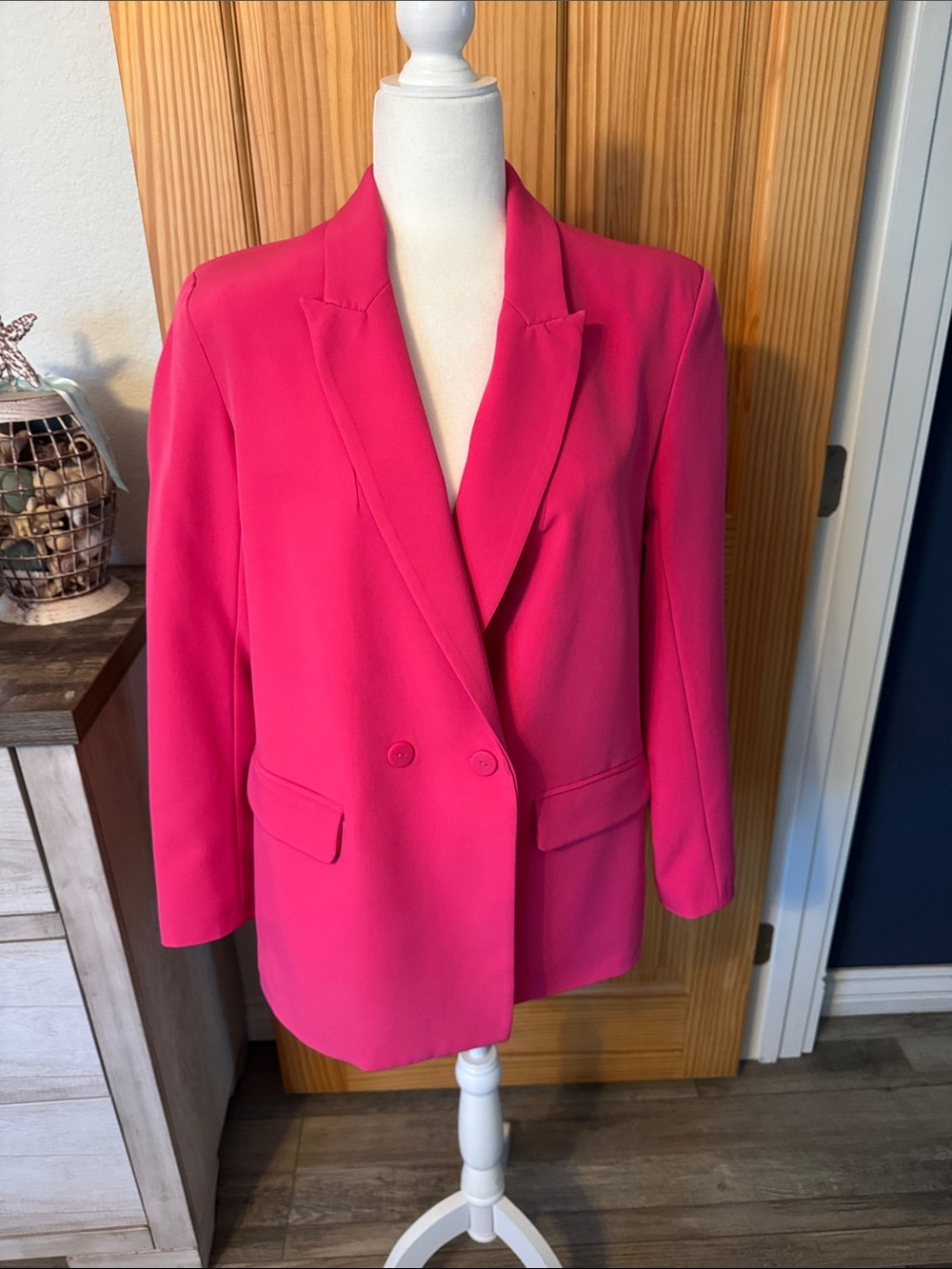 RDI Bright Pink Double-Breasted Blazer Jacket